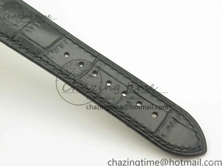 0419 De Ville YG MKF 1:1 Best Edition Silver Dial Diamonds Markers on Black Leather Strap MIYOTA 9015 V Flexible 8046